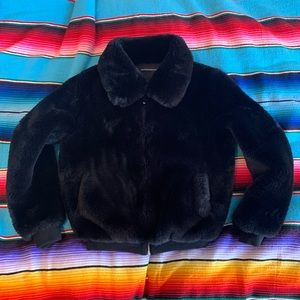 Brandy Melville Georgina black faux fur bomber jacket